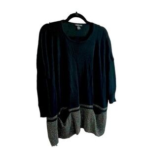Plus size sweater black with gold stitch detailing around bottom